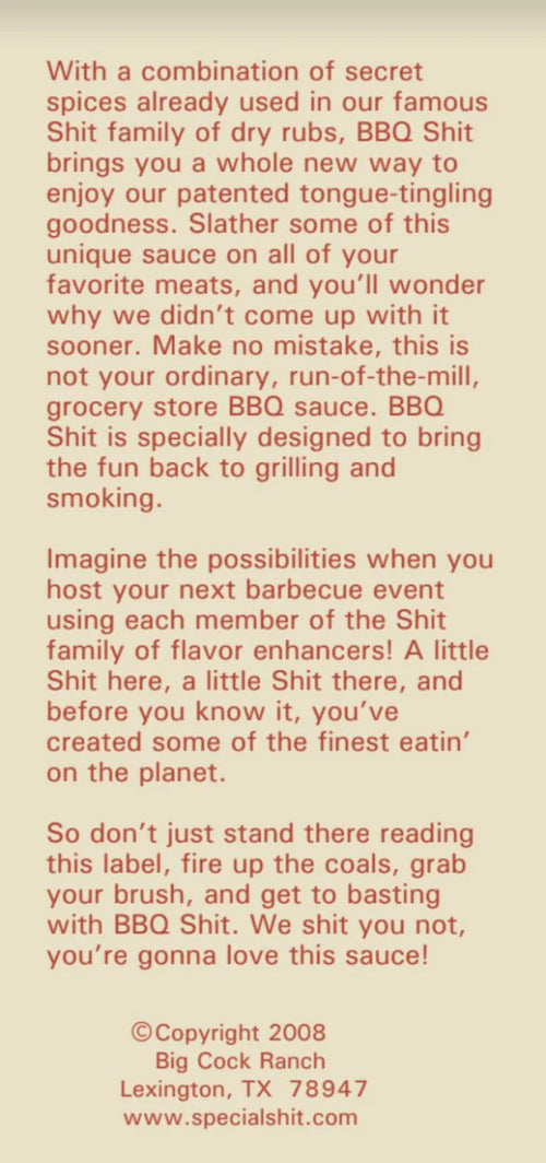 Big Cock Ranch BBQ Sauce - BBQ Shit
