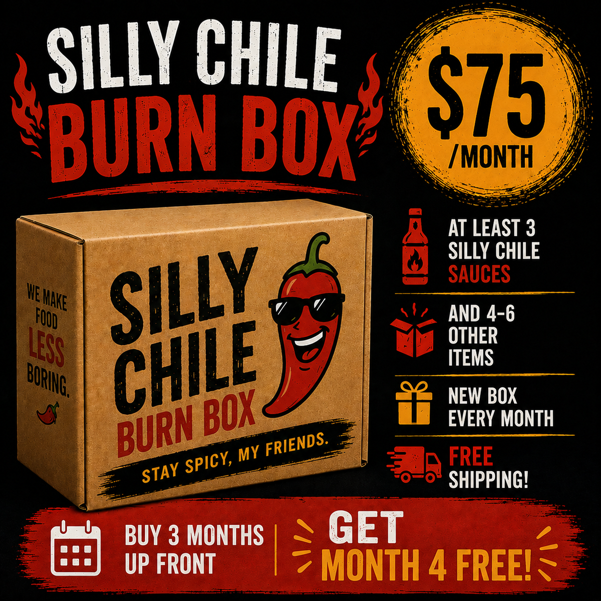 $75 Silly Chile Burn Box - Challenge Coin set!