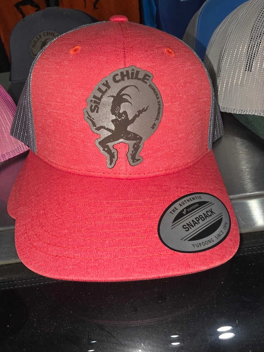 Red Yupong Baseball Hat Leather Patch